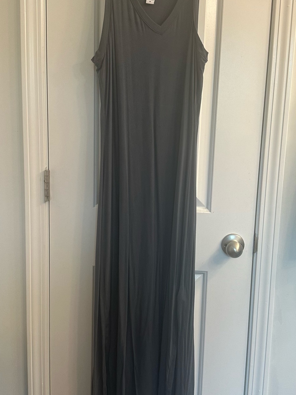 Athleta Slate Gray V-Neck Cold-Shoulder Maxi Dress